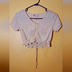 Pastel Yellow and Purple Floral Top